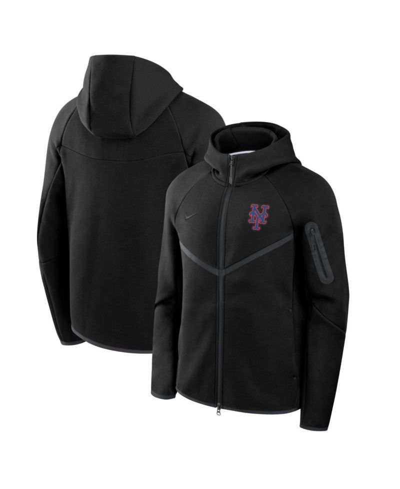 Men's Black New York Mets Tech Fleece Windrunner Full-Zip Hoodie Jacket