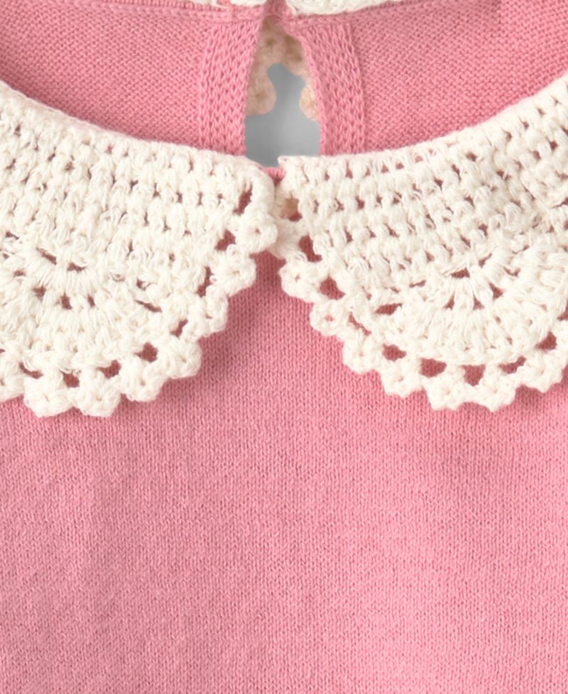 Baby Girls' Crochet Collar Sweater and Pants, 2-Piece Set