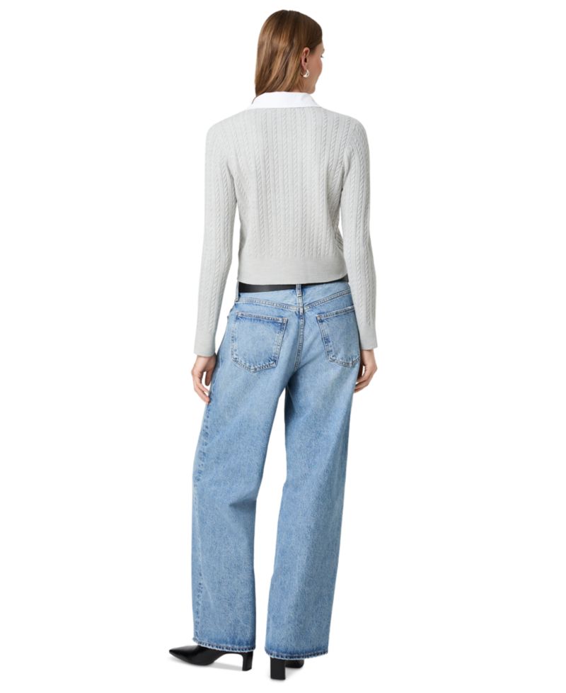 Women's Cable-Knit Collared Cardigan Sweater