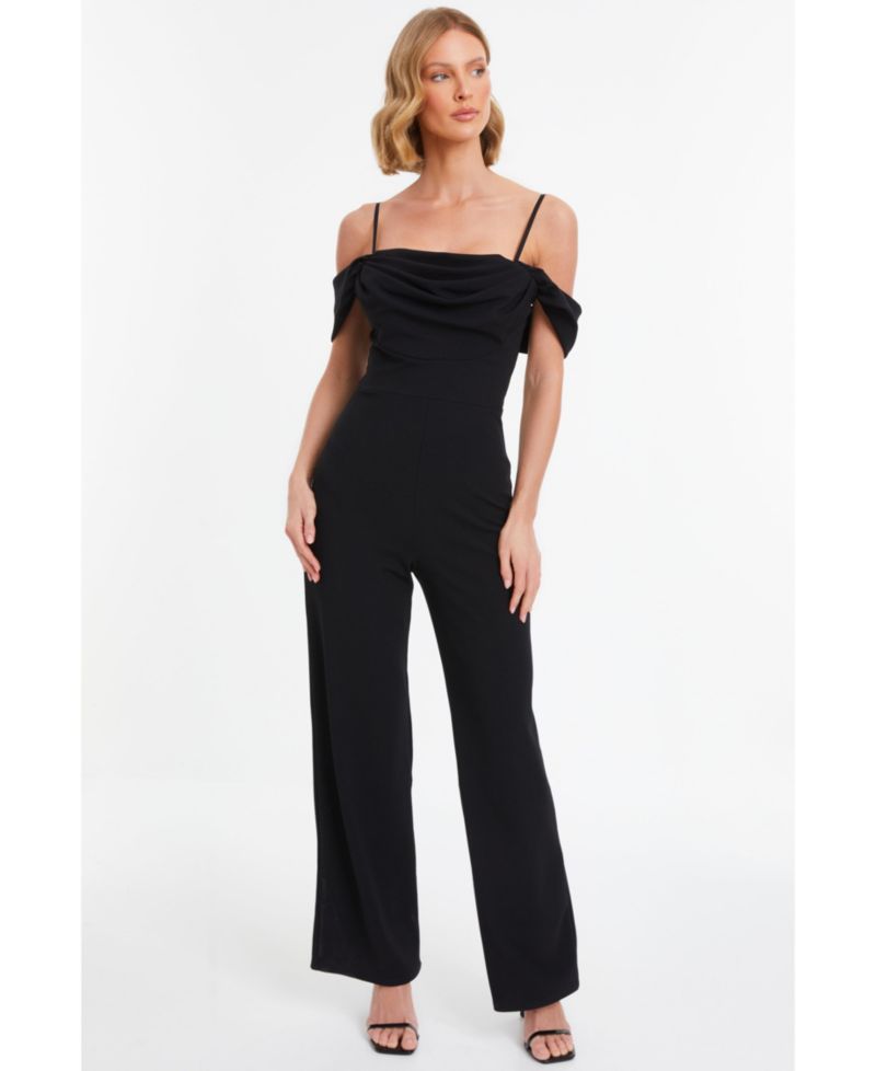 Women's Scuba Crepe Cold Shoulder Palazzo Jumpsuit