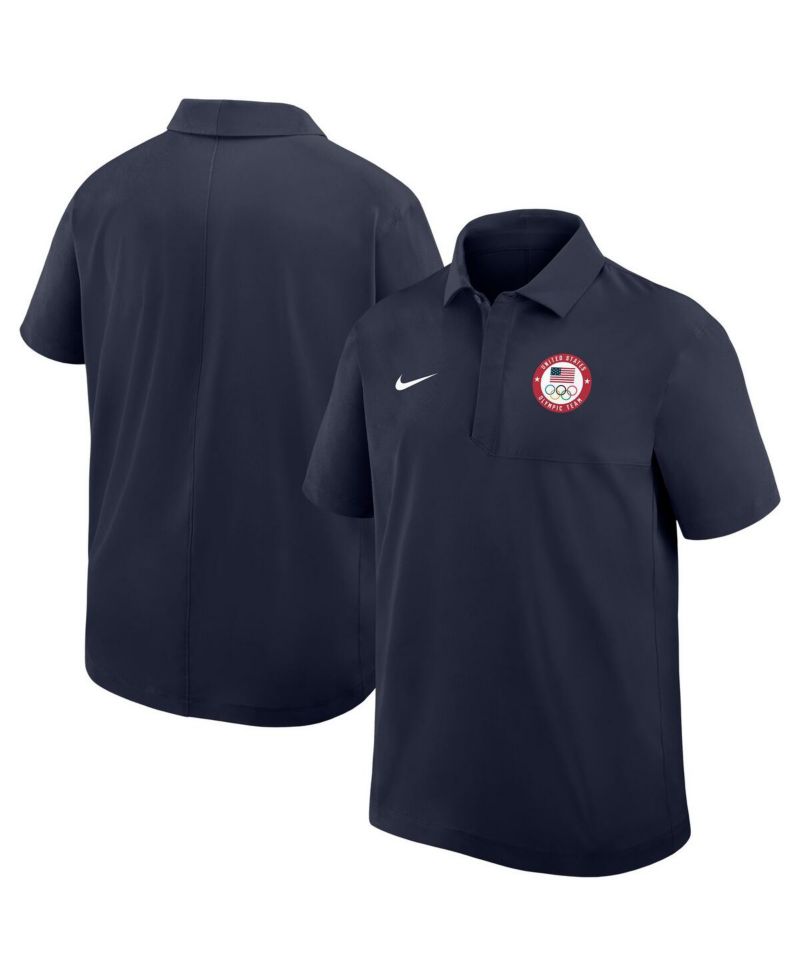 Men's Navy Woven Polo Shirt