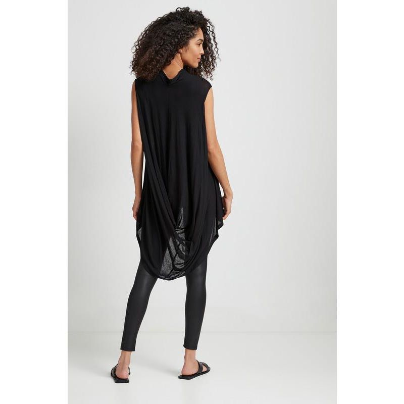 Women's Ines Sleeveless High-Neck Sheer Jersey Draped-Back Tunic