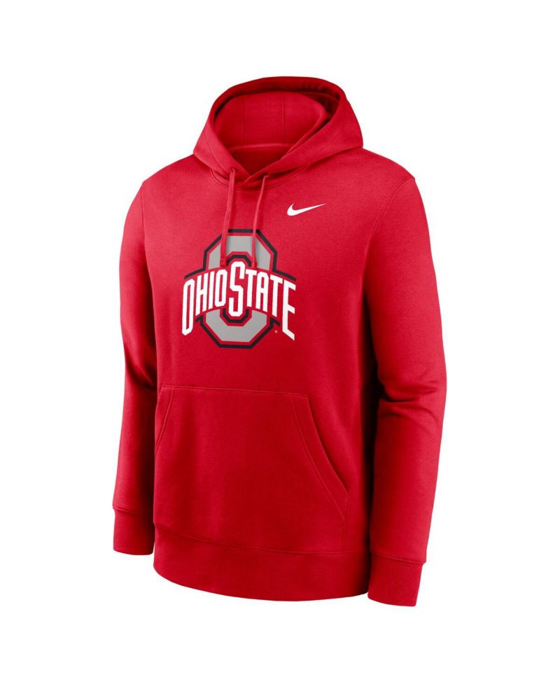 Men's Scarlet Ohio State Buckeyes Primetime Evergreen Club Fleece Pullover Hoodie