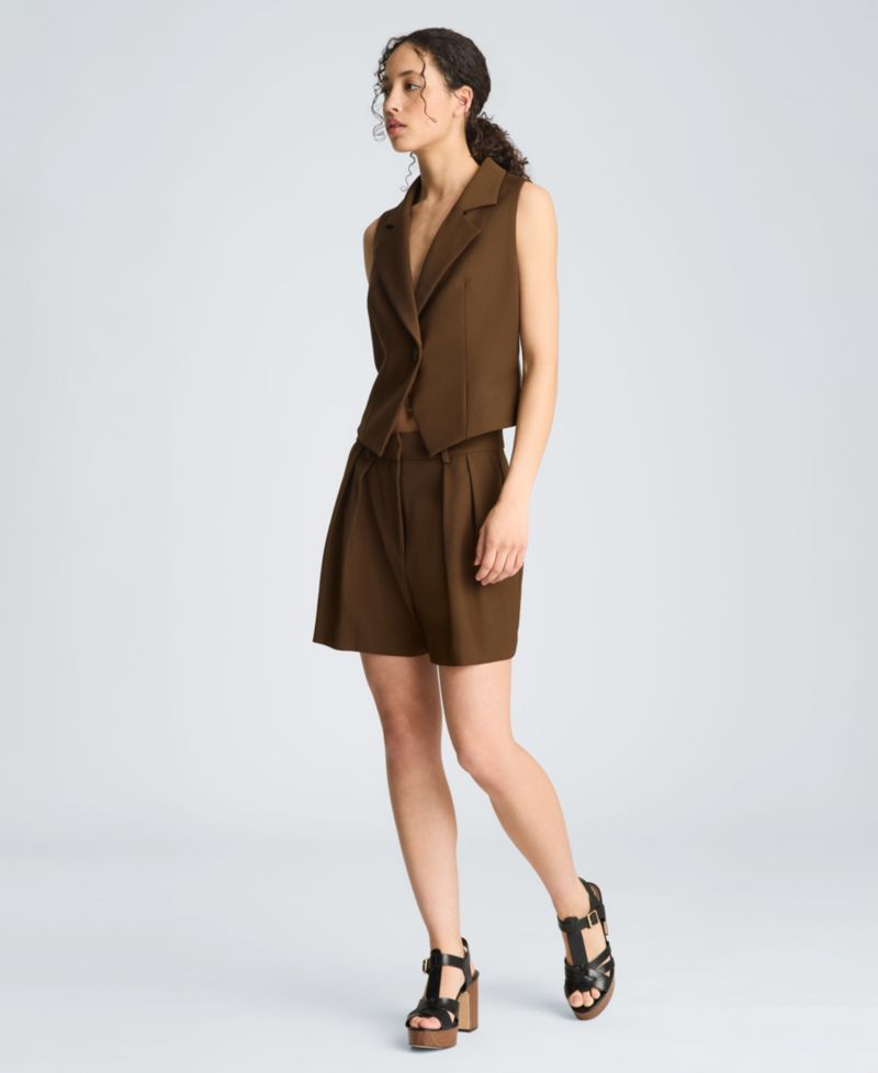 Women's Fitted one Button Vest with Side Piping