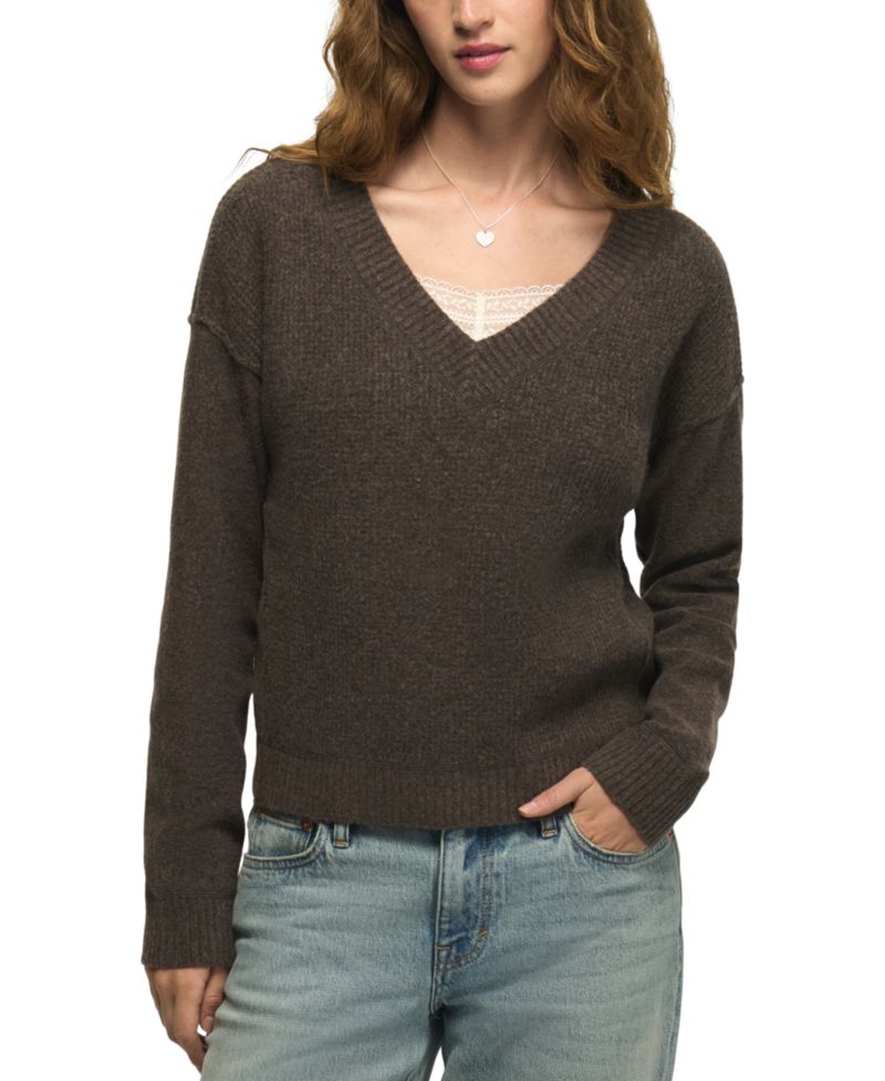 Women's Waffle V-Neck Sweater