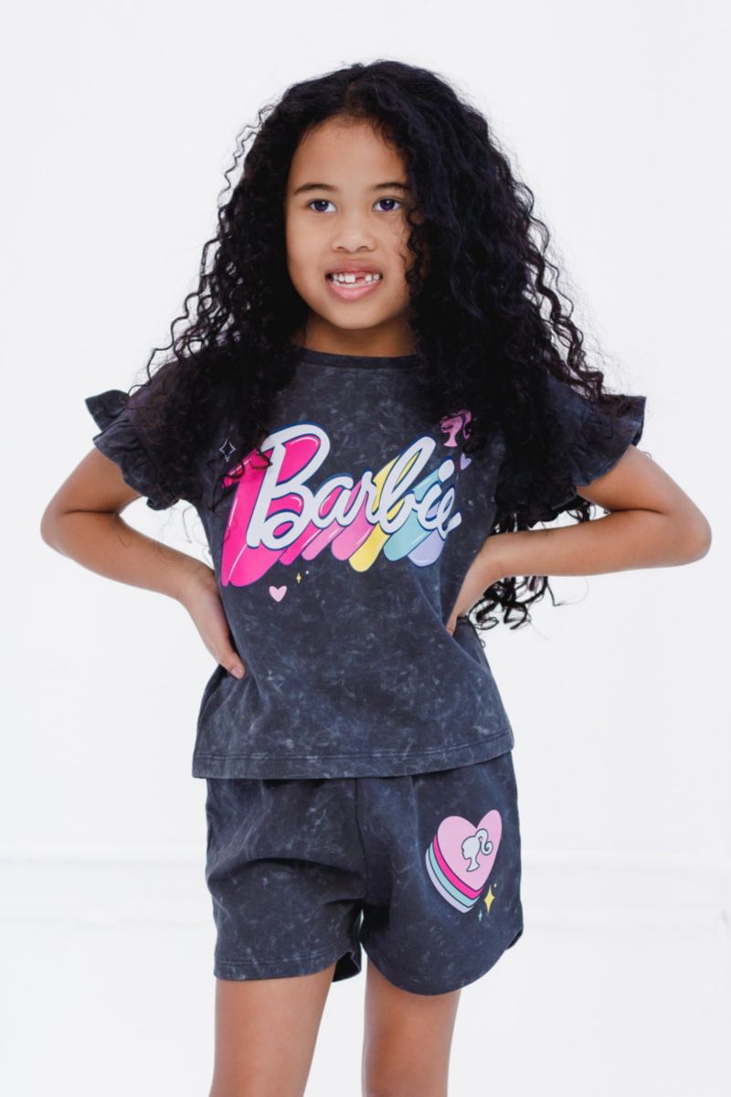 Little Girls French Terry T-Shirt and Shorts Outfit Set
