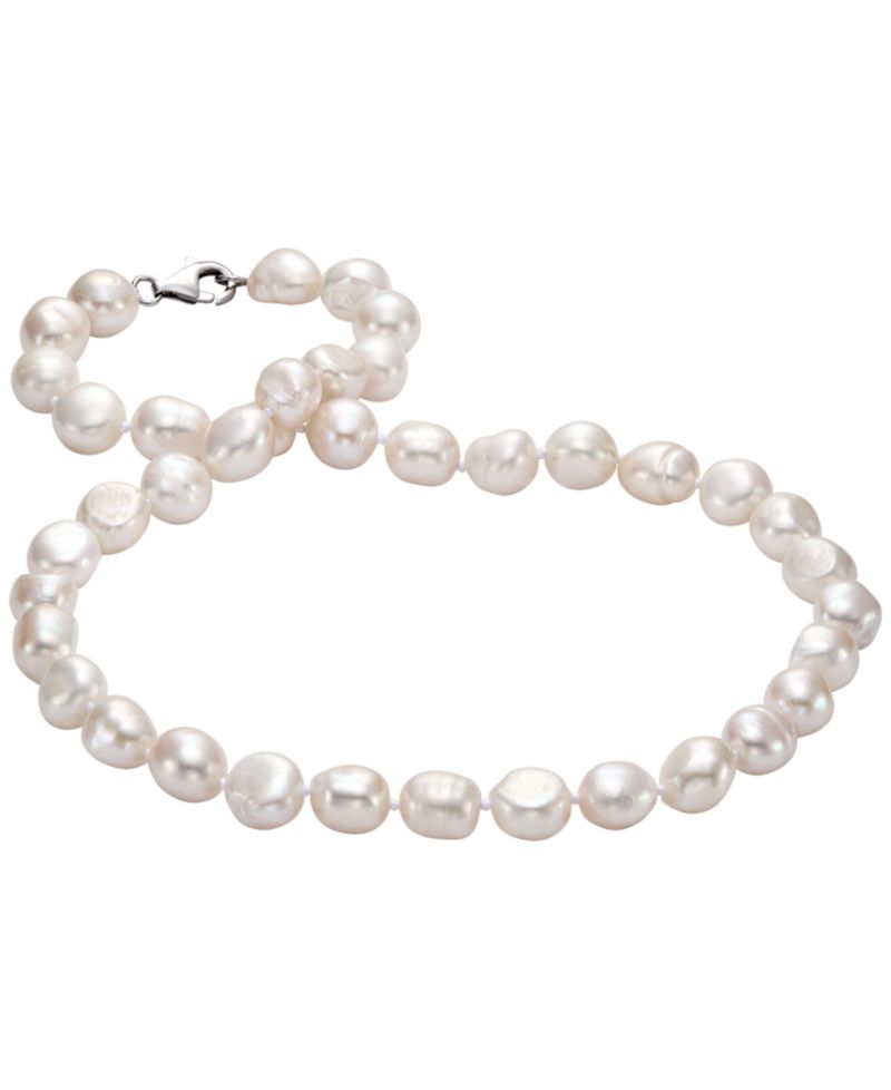 Baroque Pearl Necklace (9-10mm) in Sterling Silver