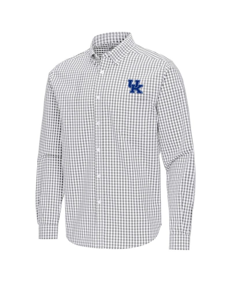 Men's Gray Kentucky Wildcats Ellis Woven Tri-Blend Long Sleeve Button-Down Shirt