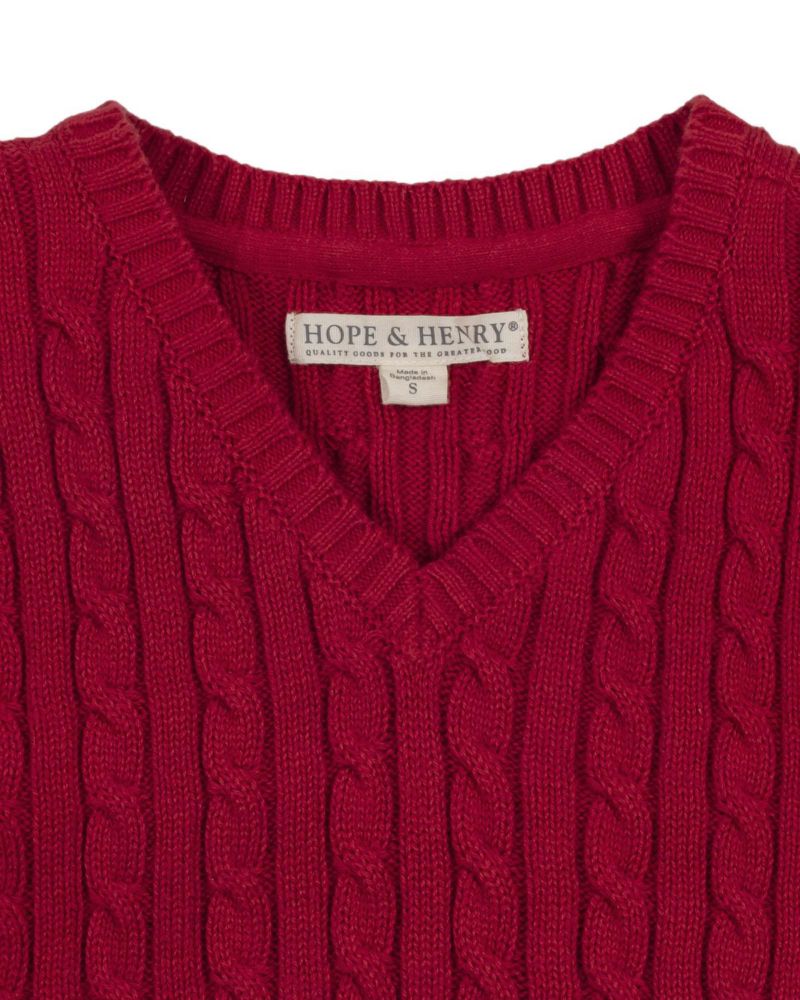 Little Boys Hope and Henry Organic V-Neck Cable Sweater Vest