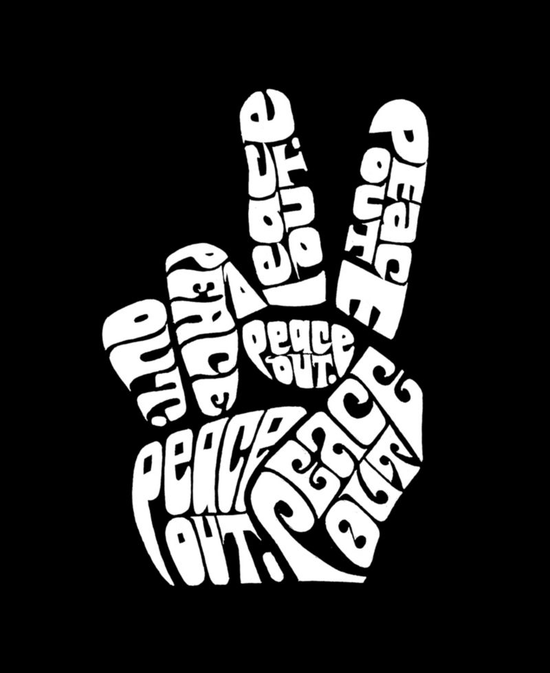 Plus Size Peace Out Word Art V-Neck T-Shirt