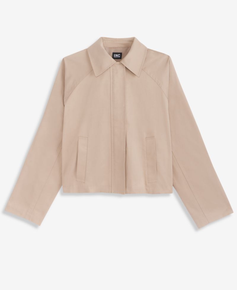 Petite Cropped Trench Cotton-Blend Jacket