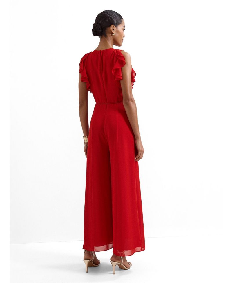 Women's Front Wide Leg Jumpsuit Cinched Waist