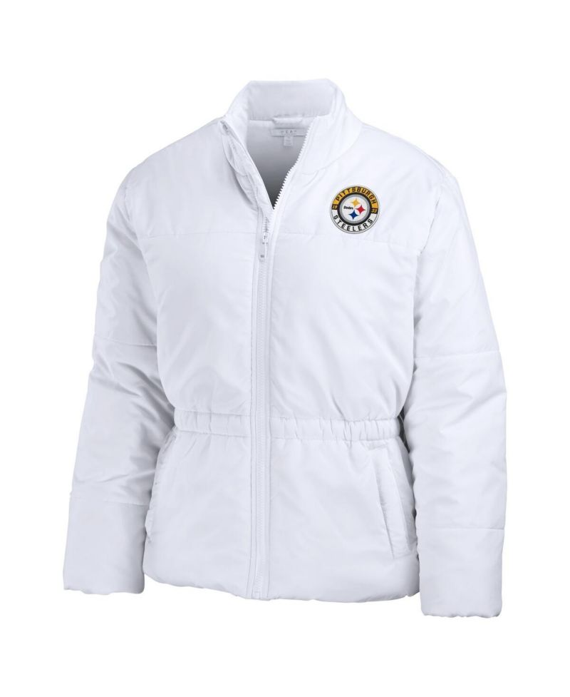 Women's White Pittsburgh Steelers Packaway Full-Zip Puffer Jacket