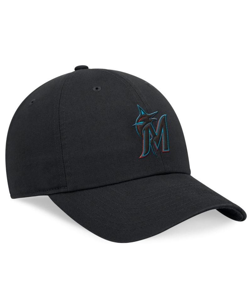 Men's Black Miami Marlins Club Adjustable Hat