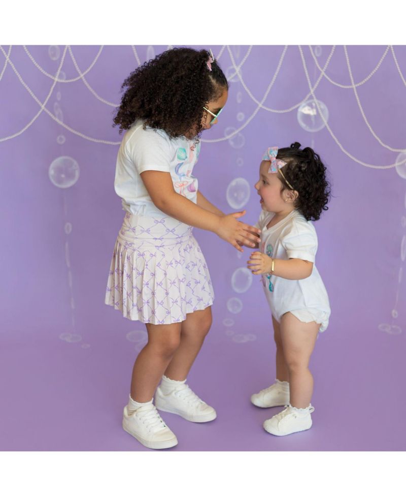 Big Girls Lavender Bow Trellis Athletic Skort