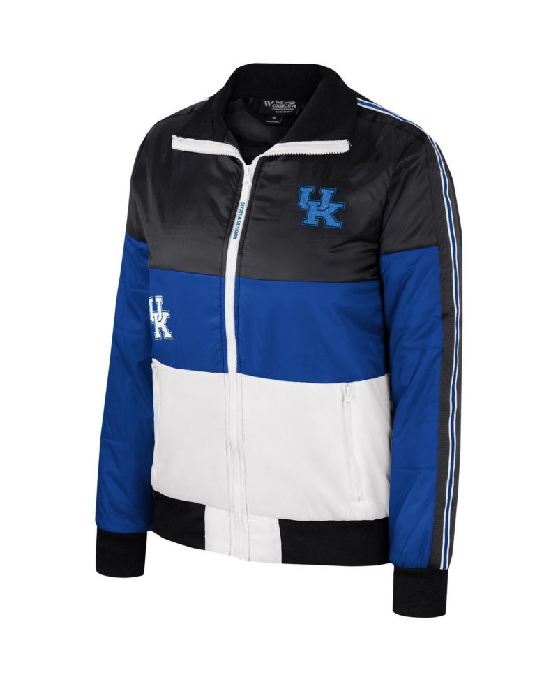Women's Royal Kentucky Wildcats Color-Block Puffer Full-Zip Jacket