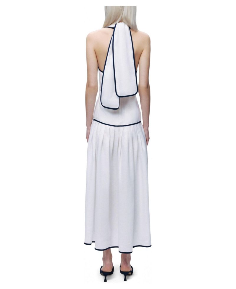 Women's Binding Detail Halterneck Midi Dress