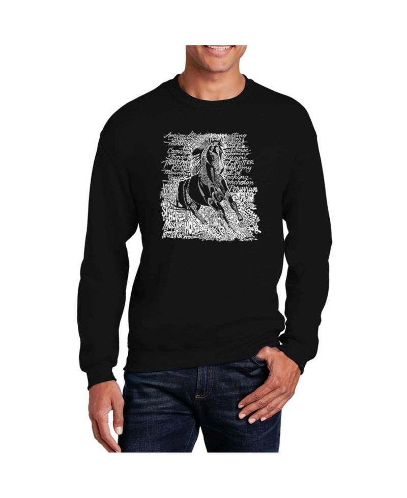 Men's Word Art Popular Horse Breeds Crewneck Sweatshirt
