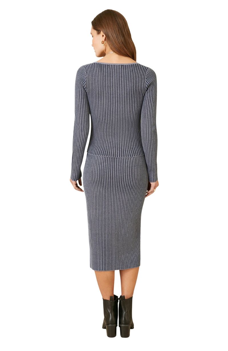 Women's Rib Knit Midi Skirt Stretch and Cozy