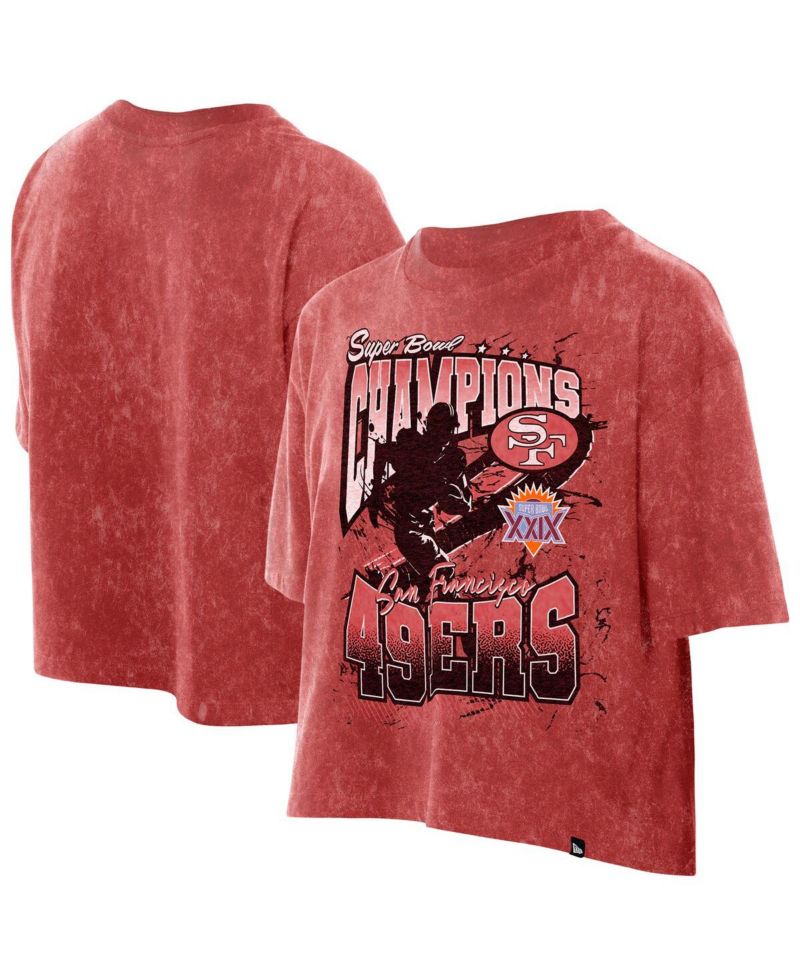 Women's Scarlet San Francisco 49ers Cropped Boxy Sport Classics Mineral Wash T-Shirt