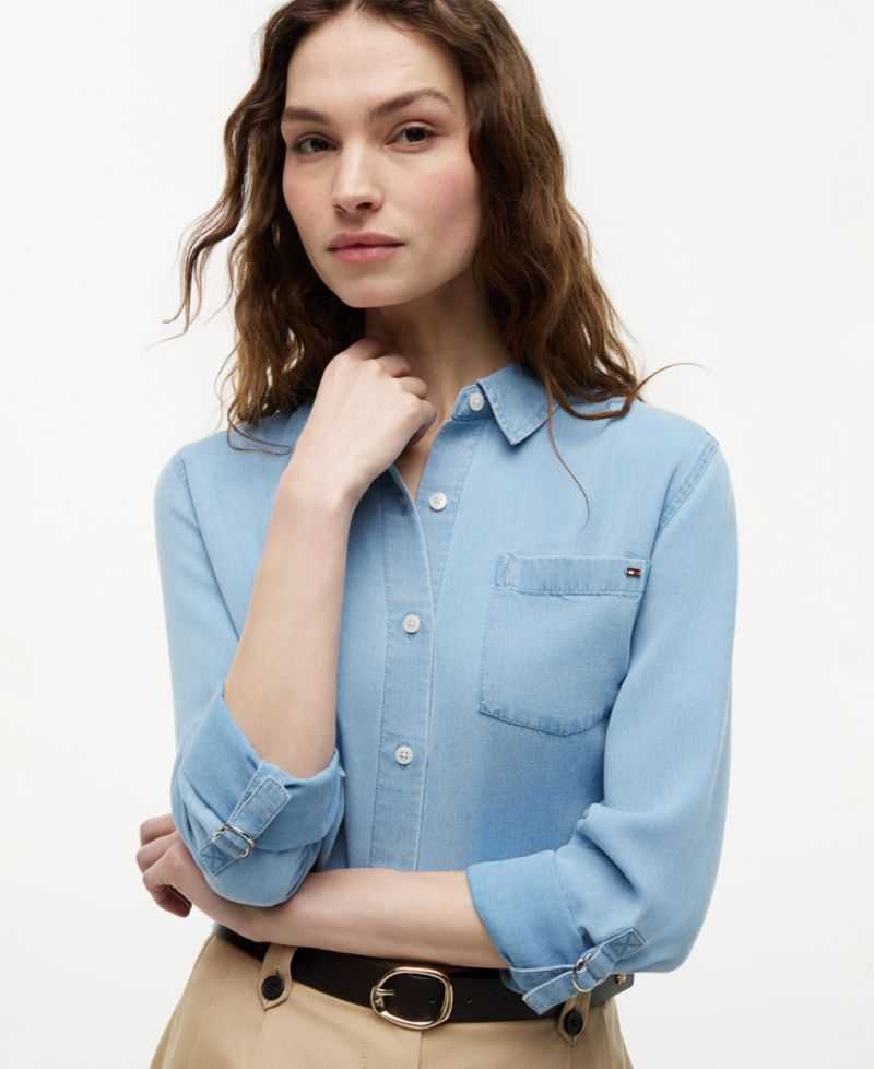 Women's Roll-Tab Collar Neck Shirt