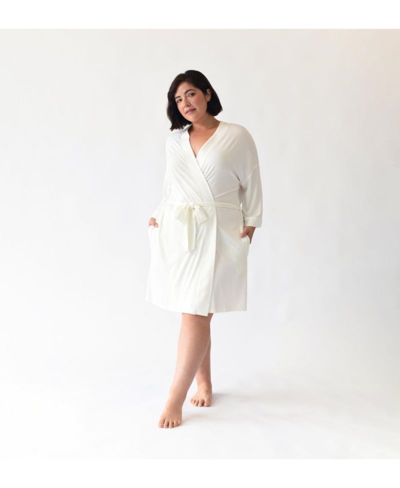 Women's Stretch-Knit Viscose from Bamboo Kimono Robe