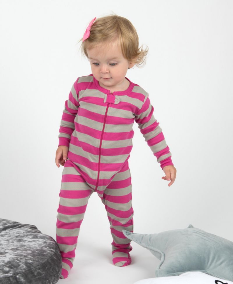 Baby Footed Cotton Striped Holiday Pajamas