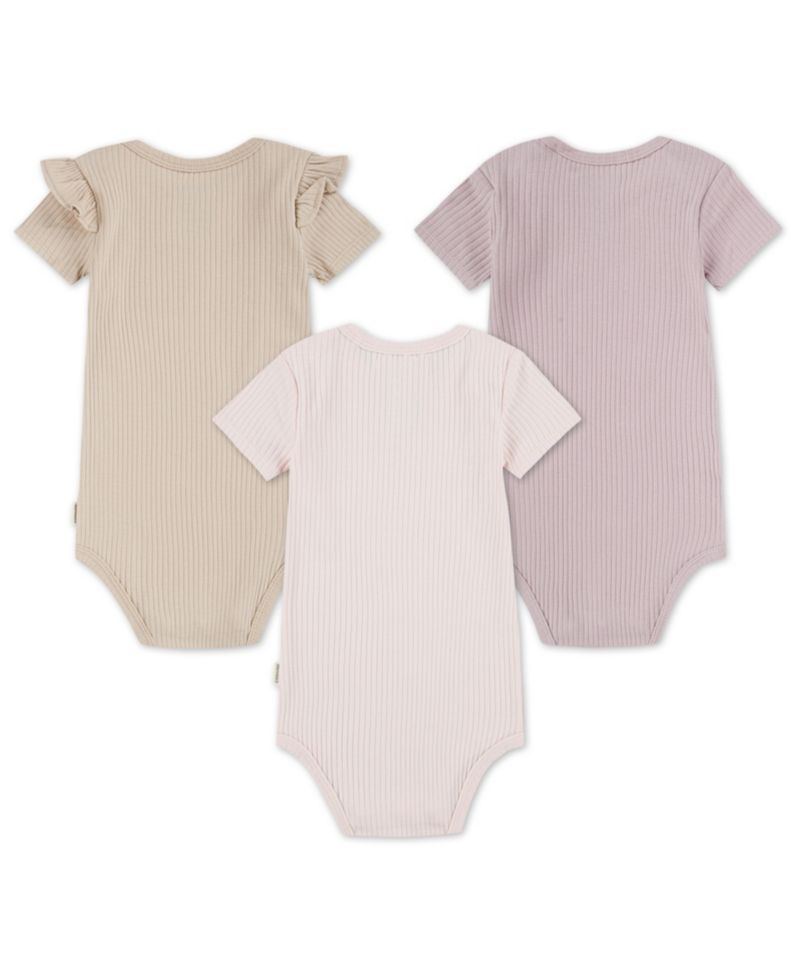 Baby Girls' Short-Sleeve Bodysuits, 3-Pack Set