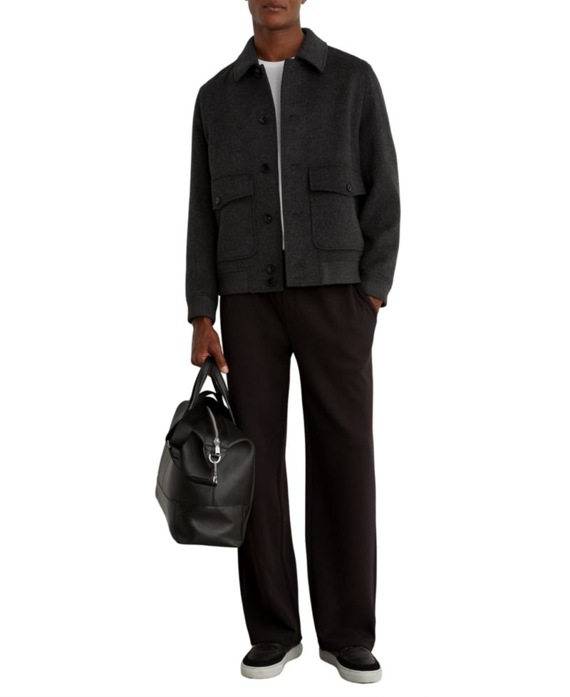 Men's Deluca Wool-Blend Flap-Pocket Bomber Jacket