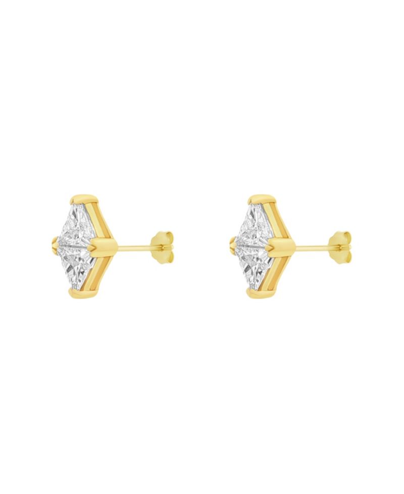 Sterling Silver Duo Triangle Cubic Zirconia Stud Earrings