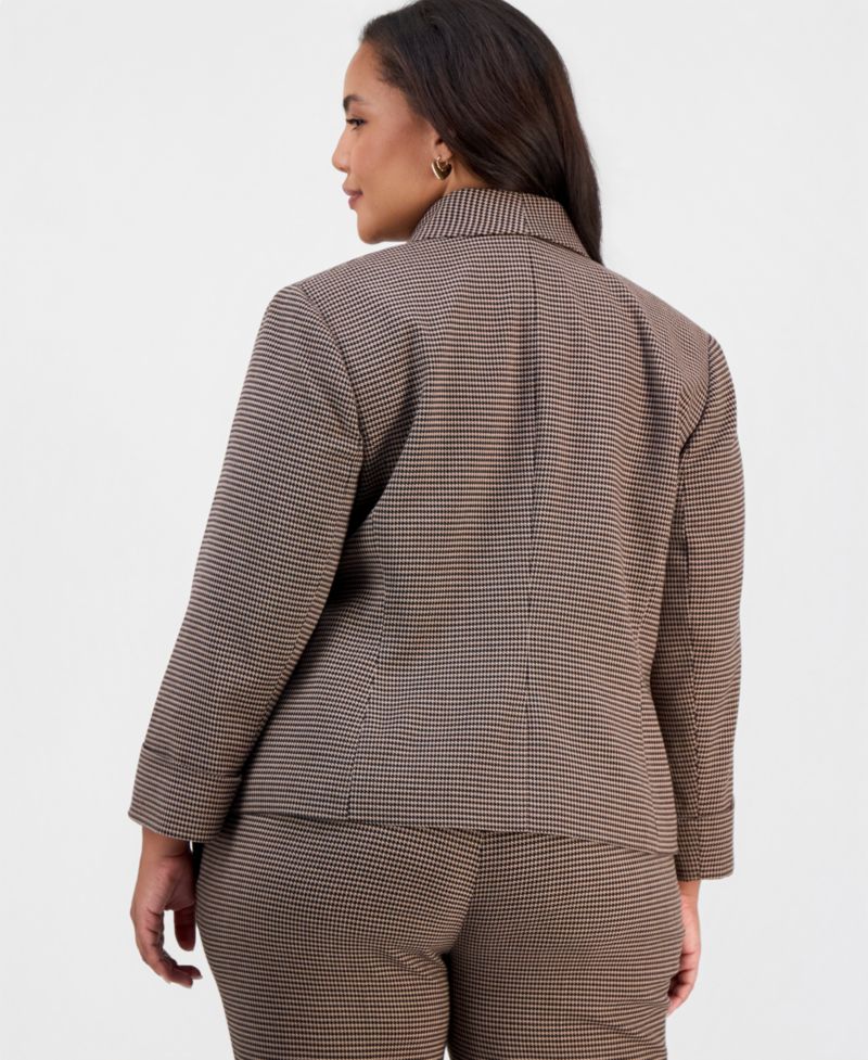 Plus Size Shawl Collar Houndstooth Blazer