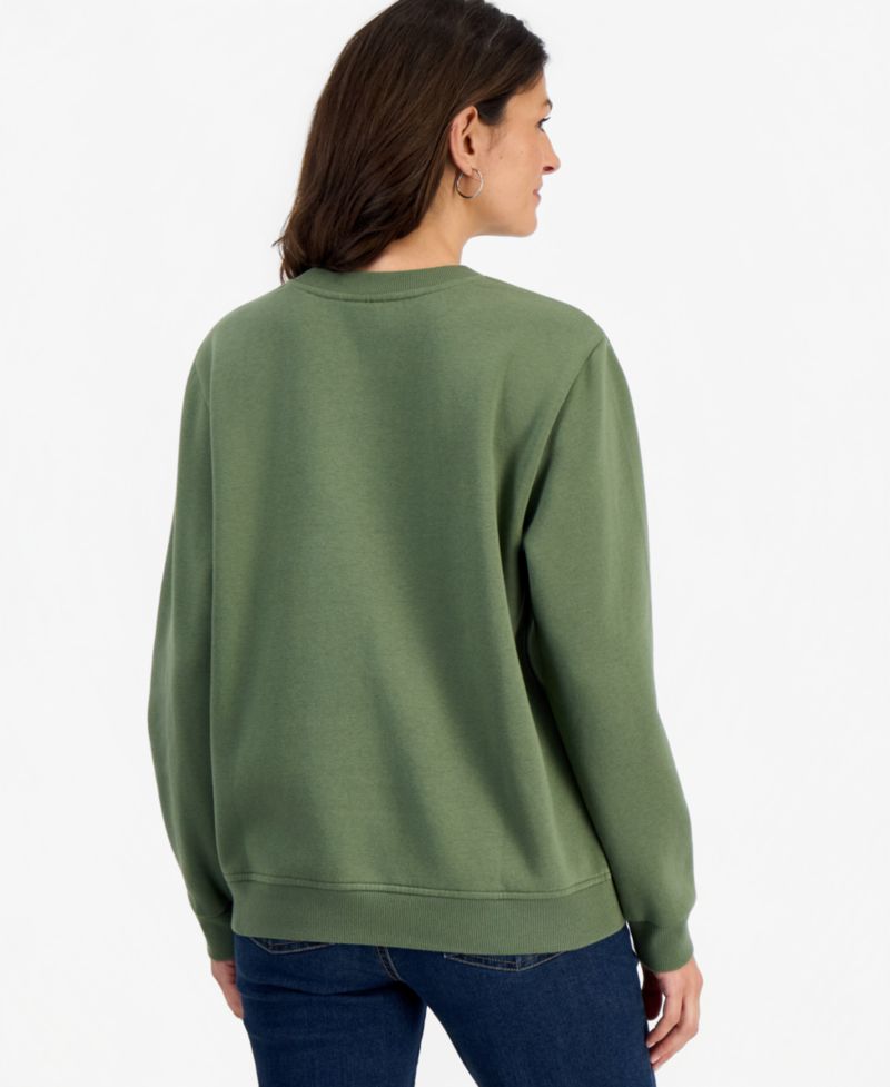 Petite Soutache-Trim Crewneck Fleece Sweatshirt