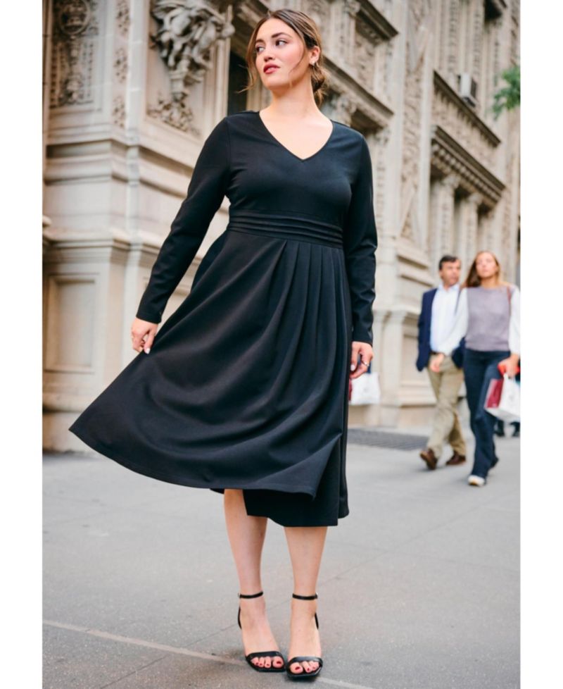 Women's Ponte Fit And Flare Midi Dress
