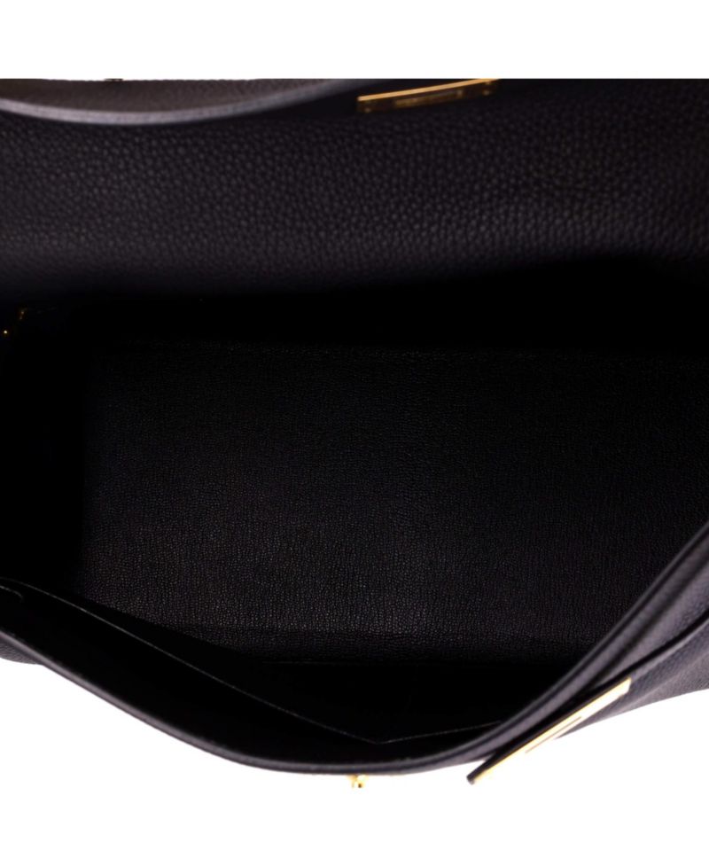 Pre-Owned Hermes Kelly 32 Handbag Black Togo with Gold Hardware