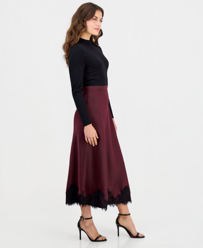Petite Serenity Montreal Sati Long-Sleeve Lace Mock Neck Dress