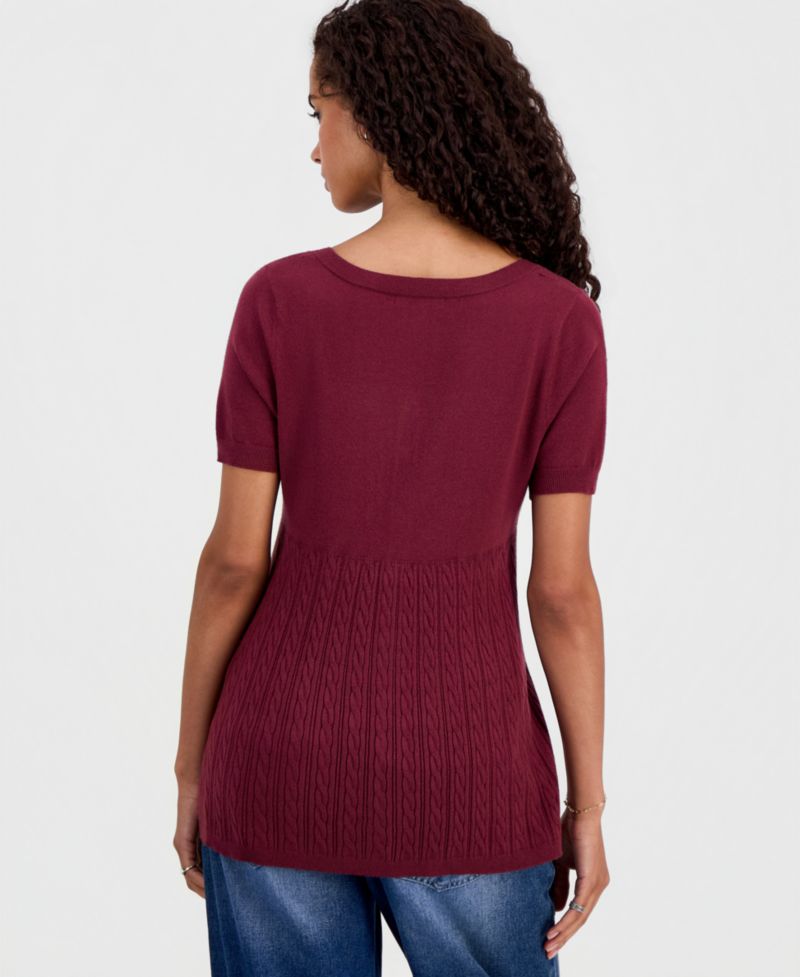 Juniors' Short-Sleeve Babydoll Sweater