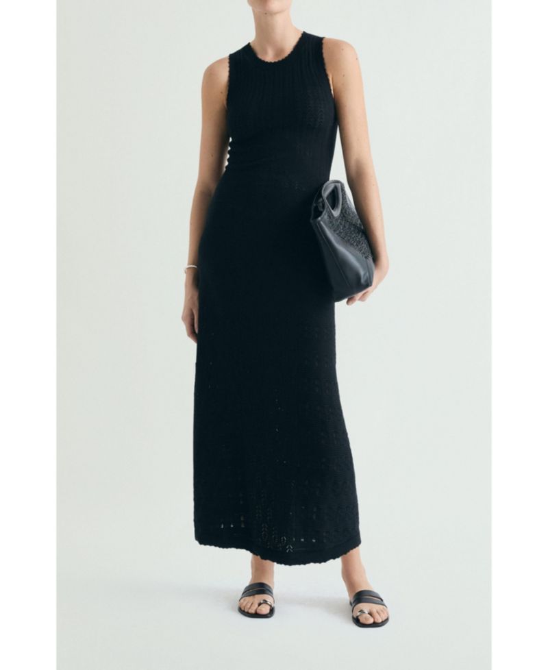 Women's Openwork-Knit Sleeveless Crew-Neck Maxi Dress
