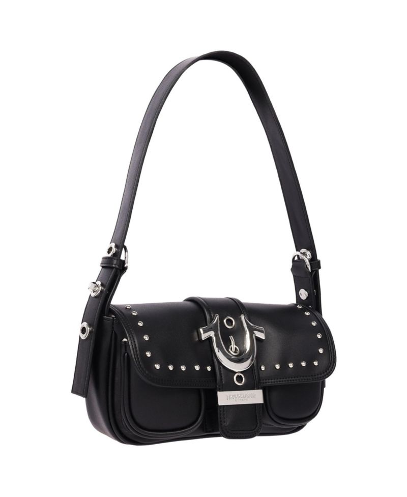 Women's Smooth Moto Studded Shoulder Bag