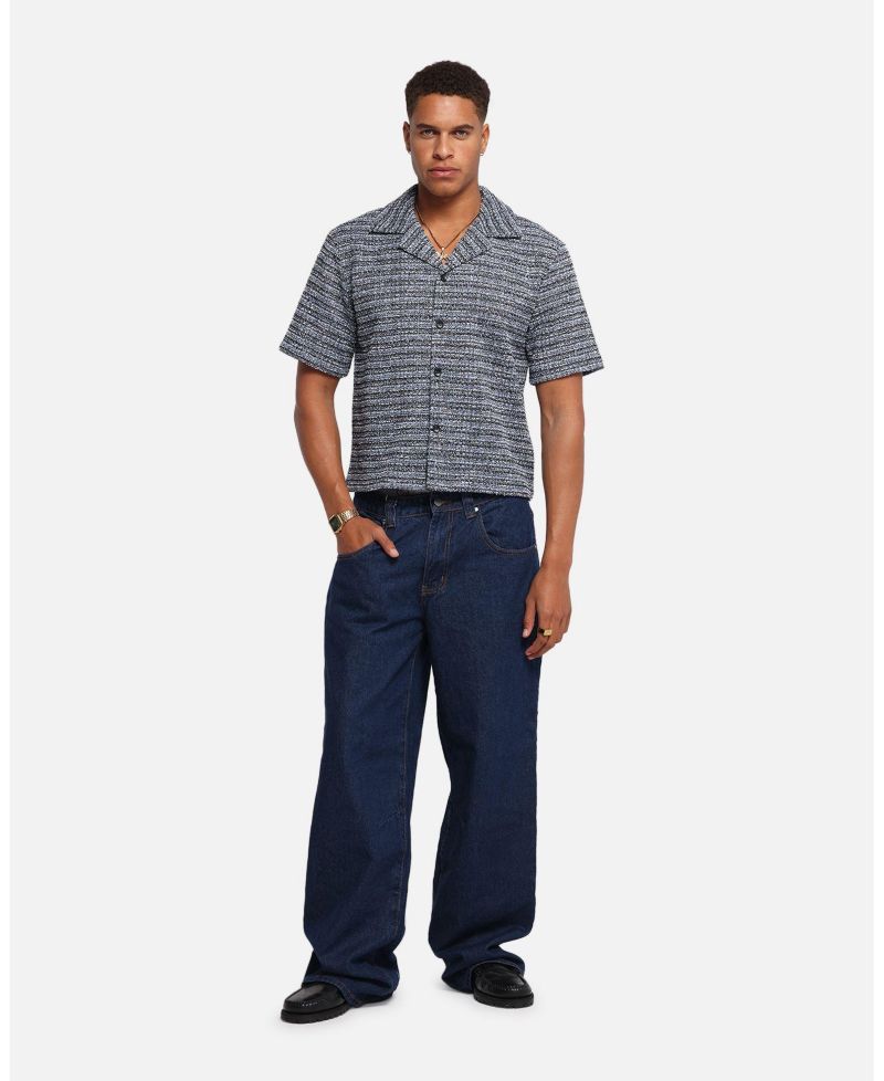 Men's Boucle Tweed Crop Button Up Shirt