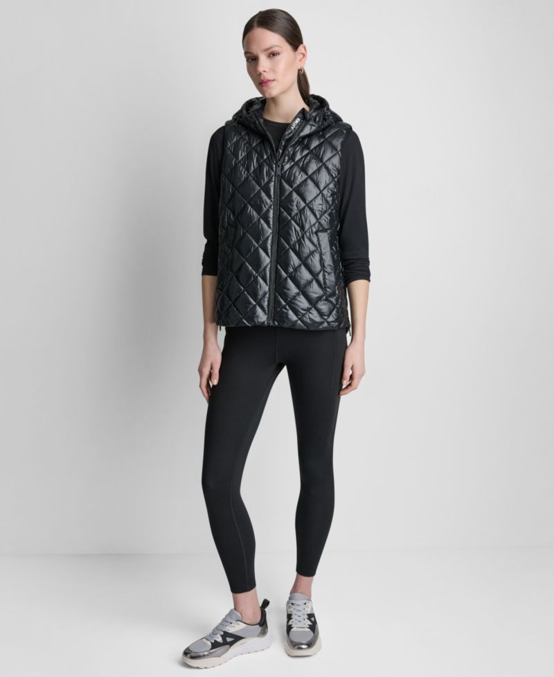 Women's Hooded Diamond Quilt Vest