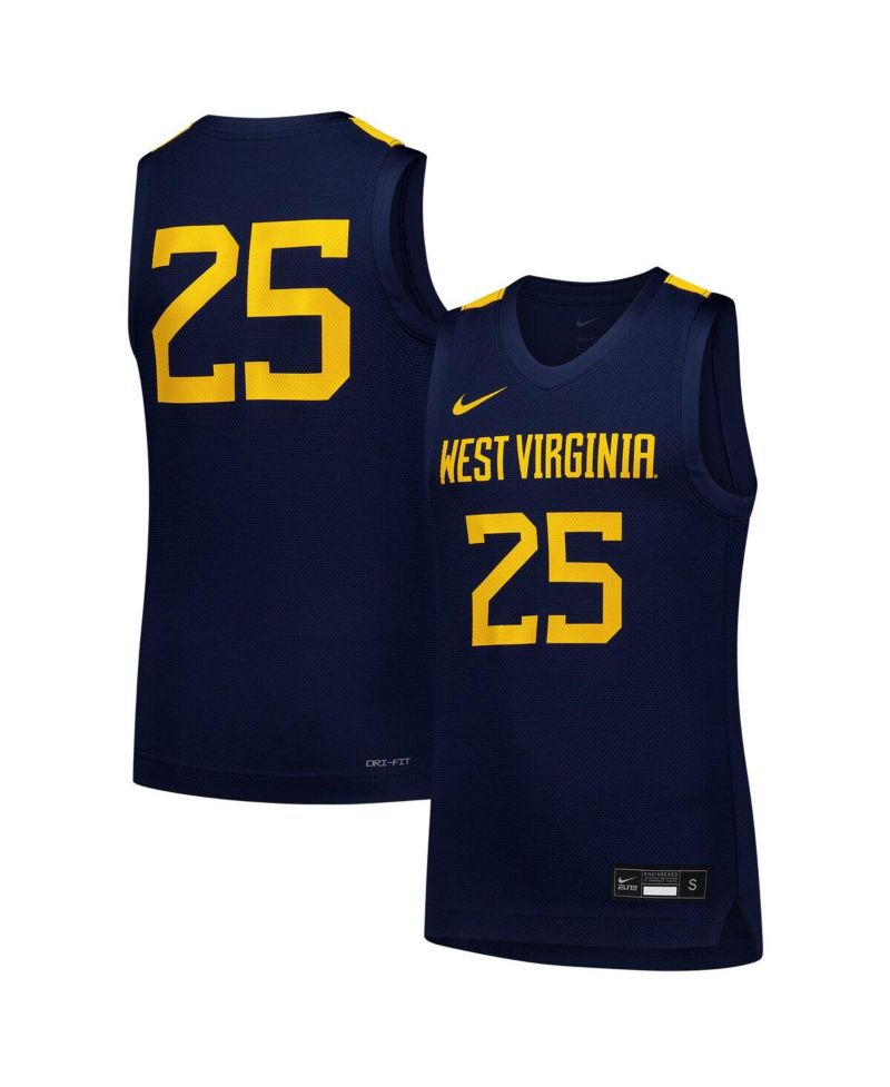 Big Boys and Girls 25 Navy West Virginia Mountaineers Replica Basketball Jersey