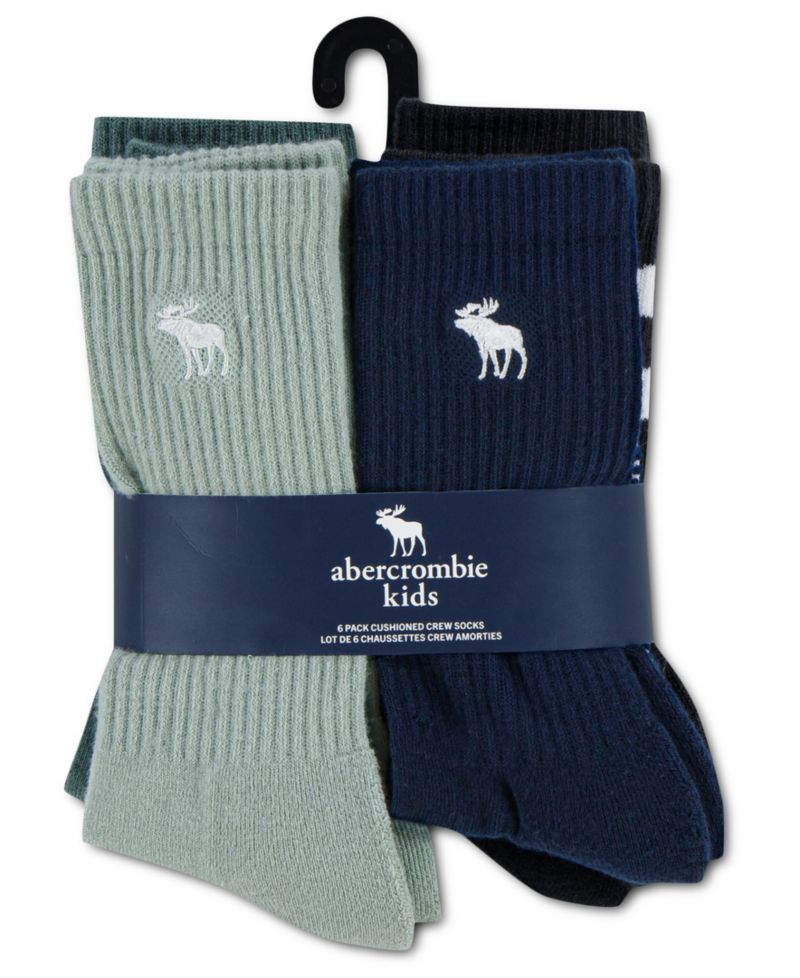 Boys' and Girls' 5-11 Core Stripe Crew Socks, 6-Pack