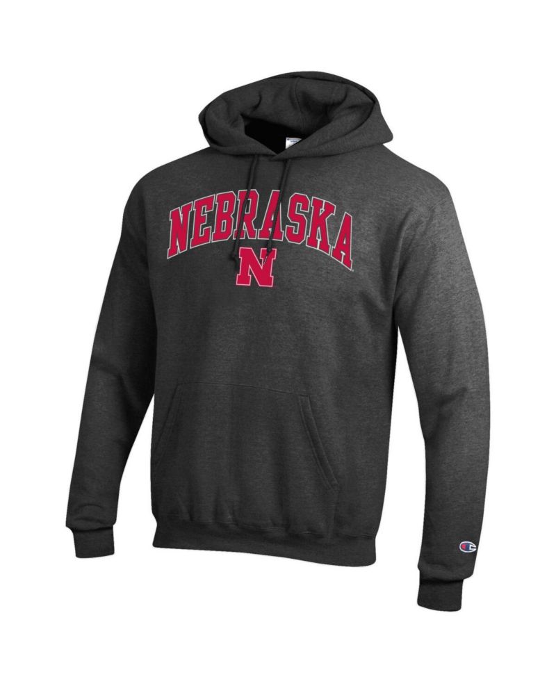 Men's Scarlet Nebraska Huskers Arched Logo Fleece Pullover Hoodie