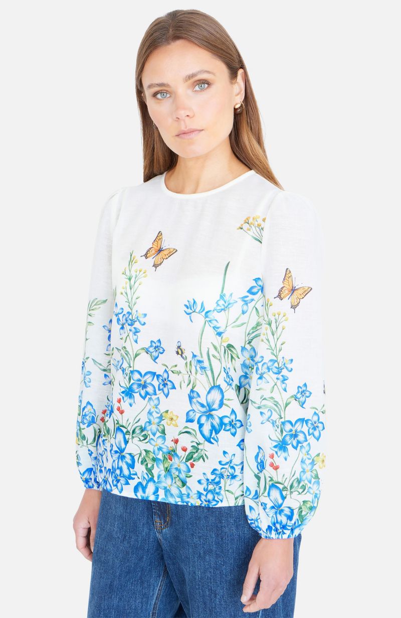 Women's Butterfly Print Long Sleeve Top