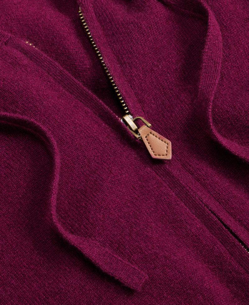 Men's Cashmere Long-Sleeve Hooded Zip-Up Sweater