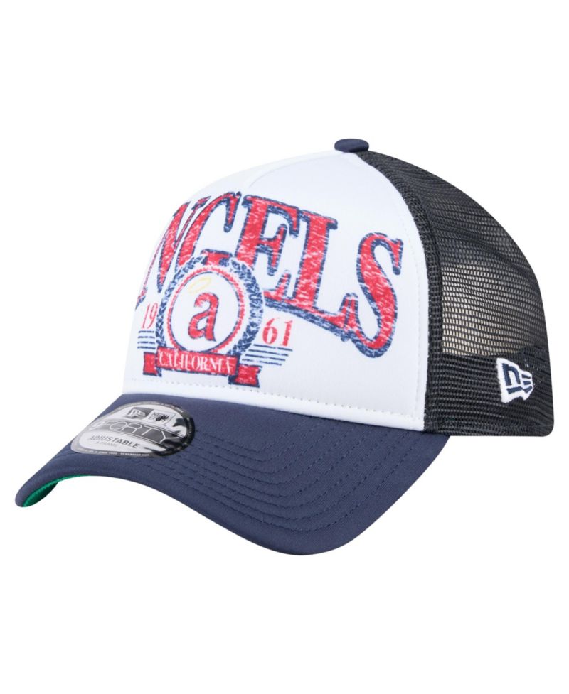 Men's Navy California Angels Distressed 9FORTY A-Frame Adjustable Trucker Hat