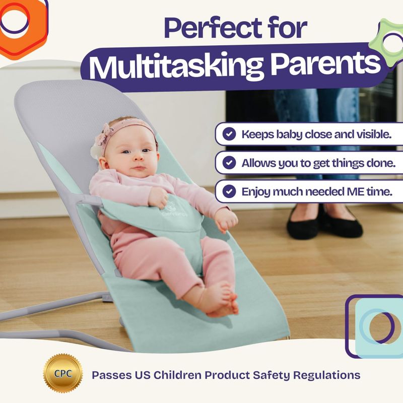 Kids Portable 2 in 1 Bouncer – Versatile Bouncer Chair Bouncer with Ergonomic Support to Use, Oatmeal