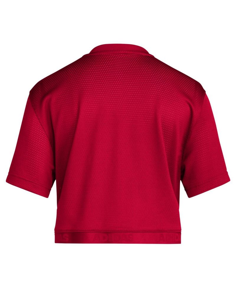 Women's Red Kansas Jayhawks Primegreen V-Neck Cropped Jersey