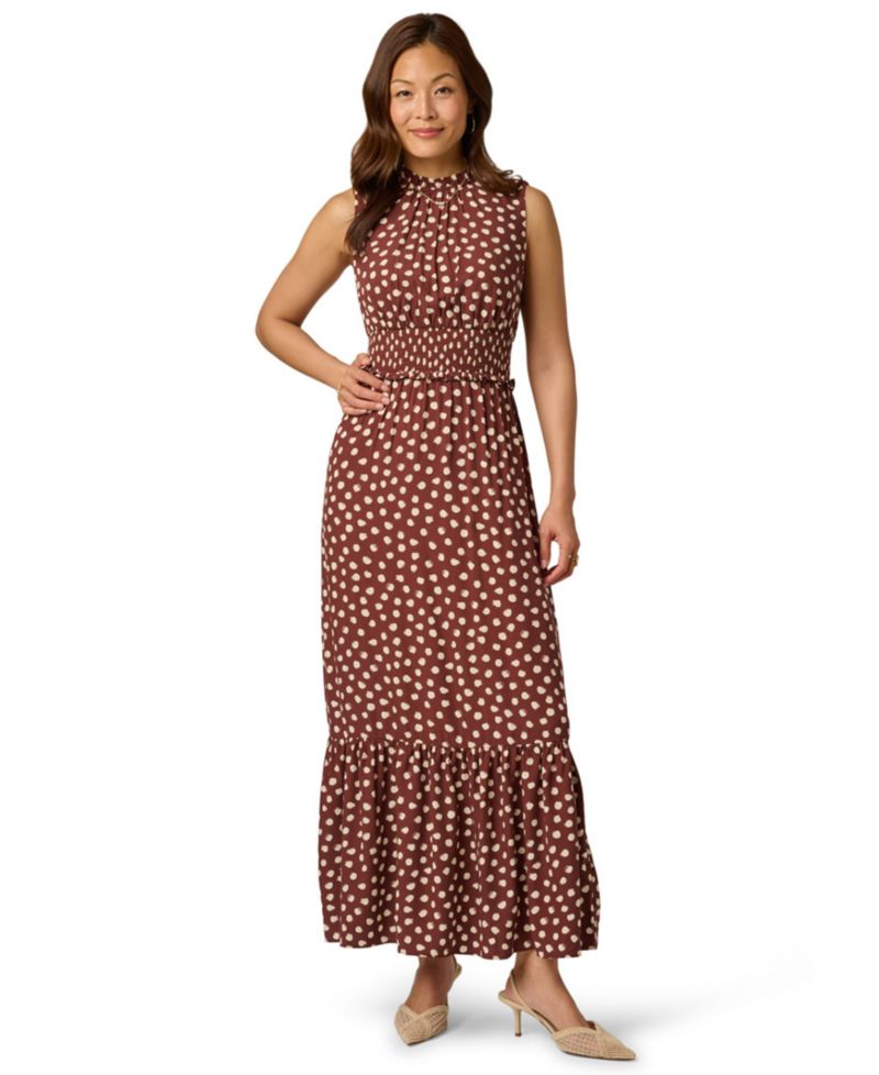 Women's Printed Smocked Maxi Dress