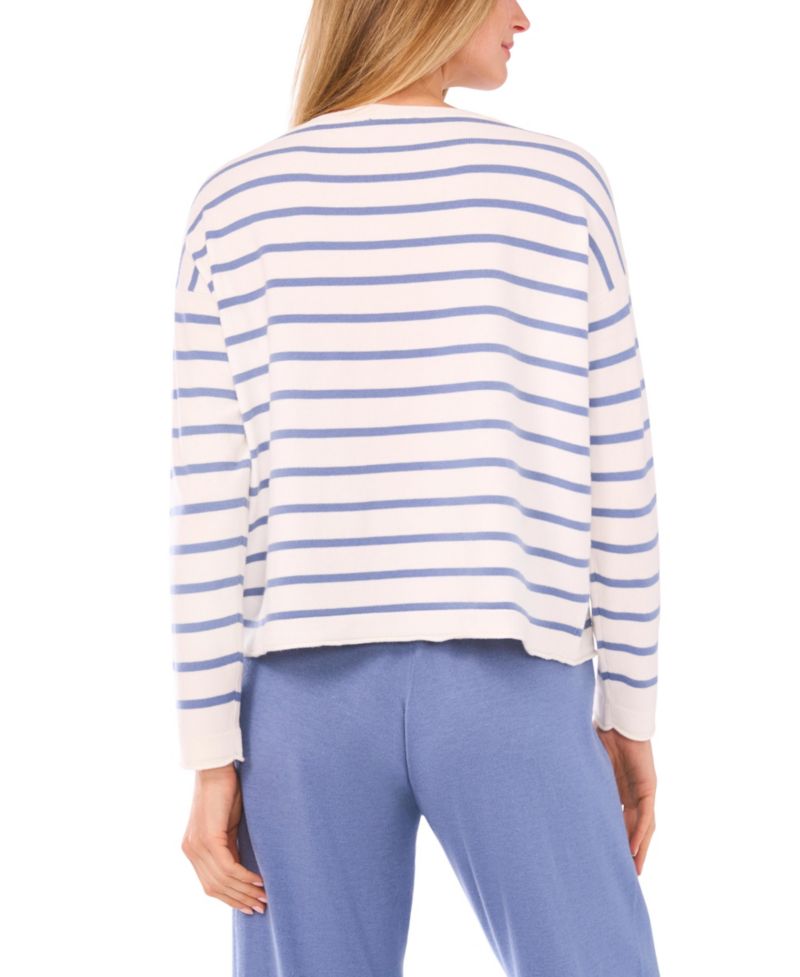 Women's Stripe Rolled Edge Long-Sleeve Sweater